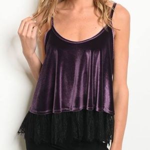 ROYAL LOOK VELVET LACE SWING TANK in purple